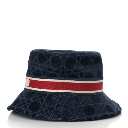 Christian Dior Velvet Cannage Bucket Hat 57 Blue 3 of 6