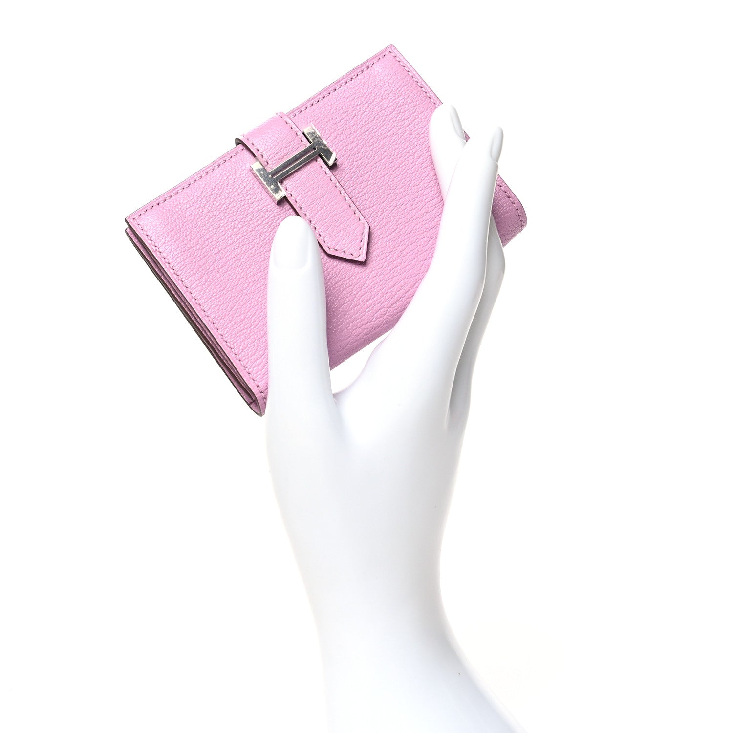 Hermes Chevre Mysore Bearn Card Holder Wallet Mauve Sylvestre 2 of 10