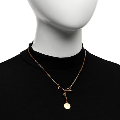 Hermes 18K Rose Gold Diamond PM Ex-Libris Pendant Necklace 2 of 5