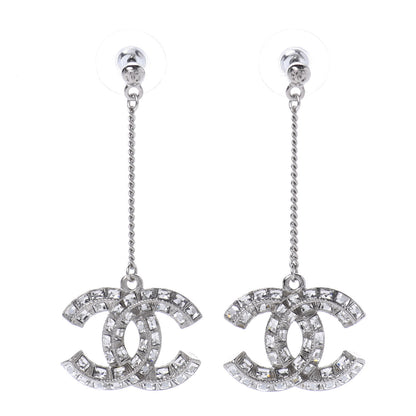 Chanel Baguette Crystal CC Drop Earrings Silver 1 of 5
