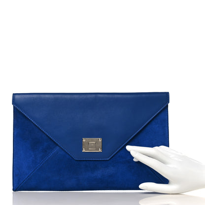 Jimmy Choo Calfskin Suede Rosetta Envelope Clutch Aegean 2 of 11