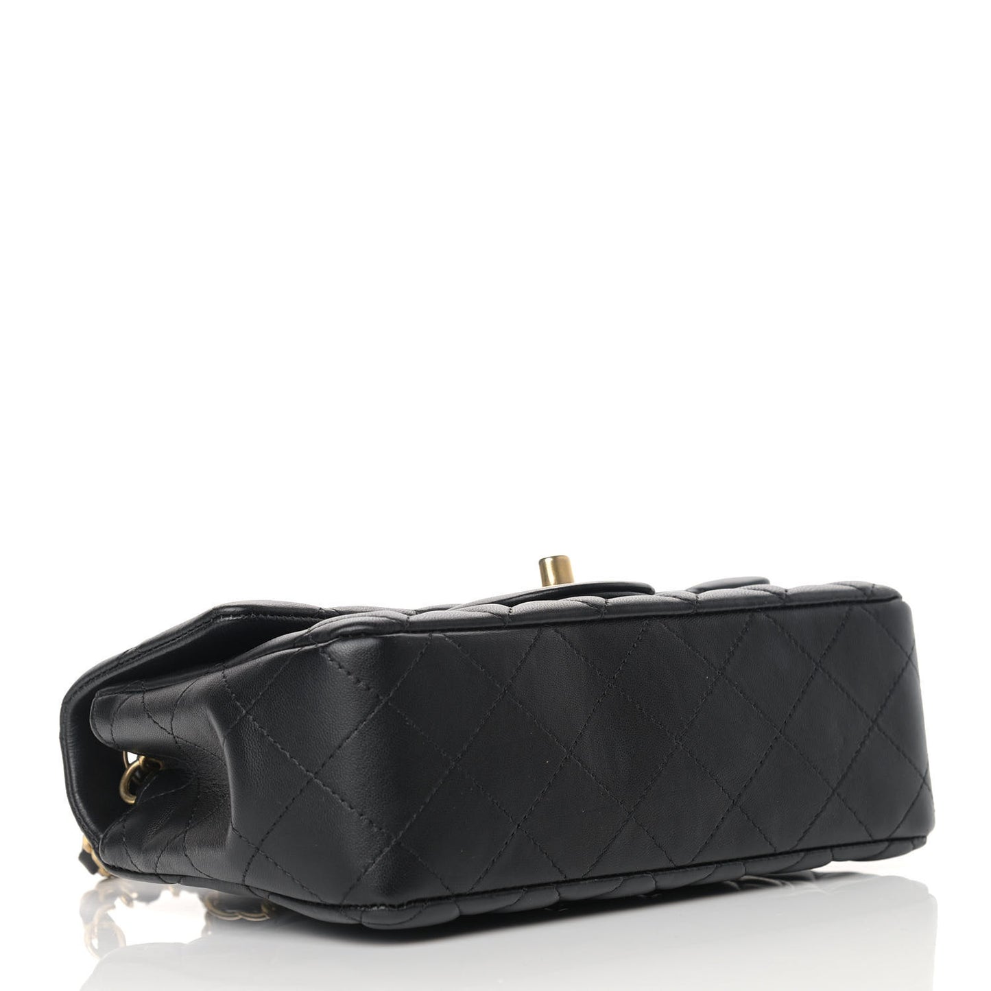Lambskin Quilted Mini Rectangular Flap Black