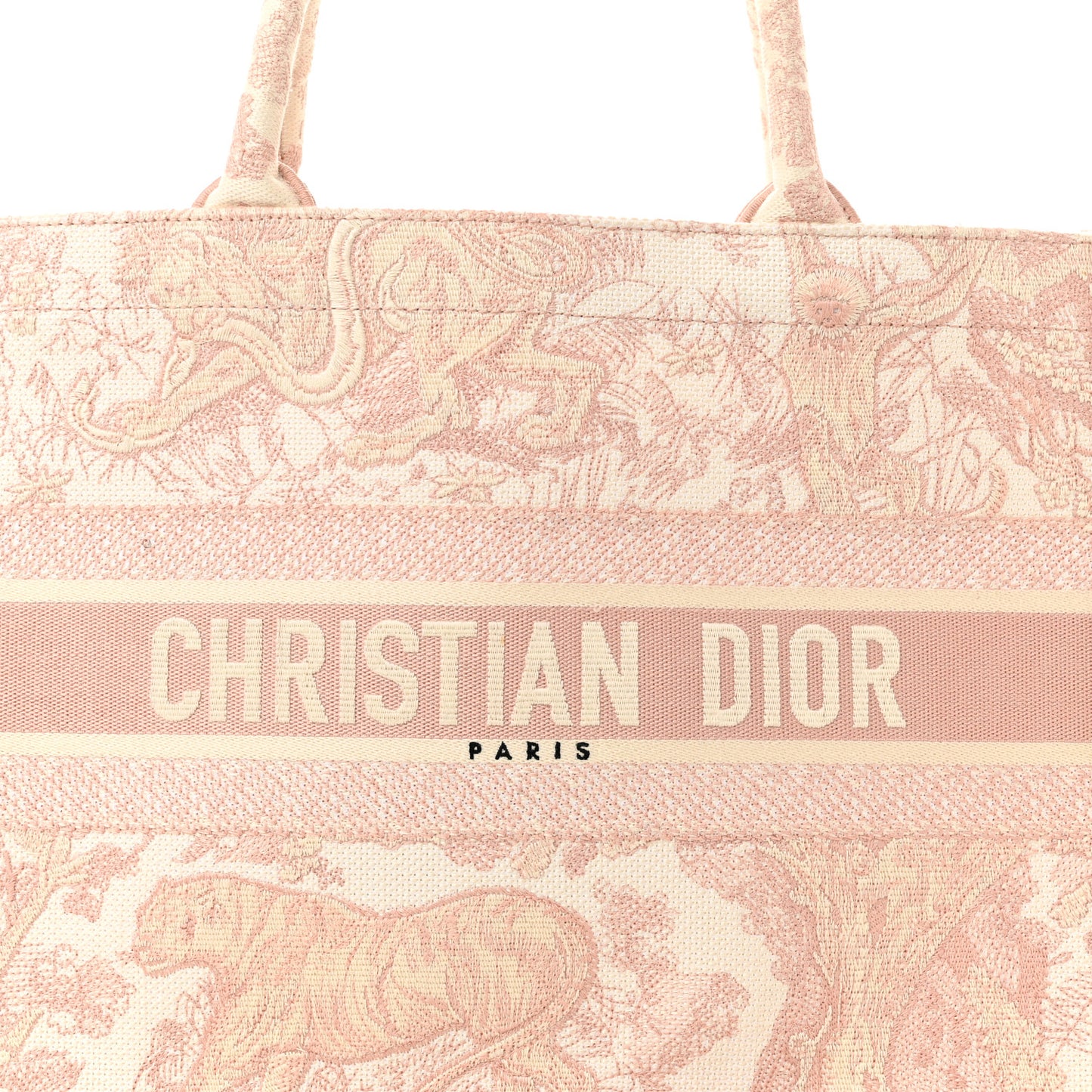 Canvas Embroidered Medium Dioriviera Toile De Jouy Book Tote Rose