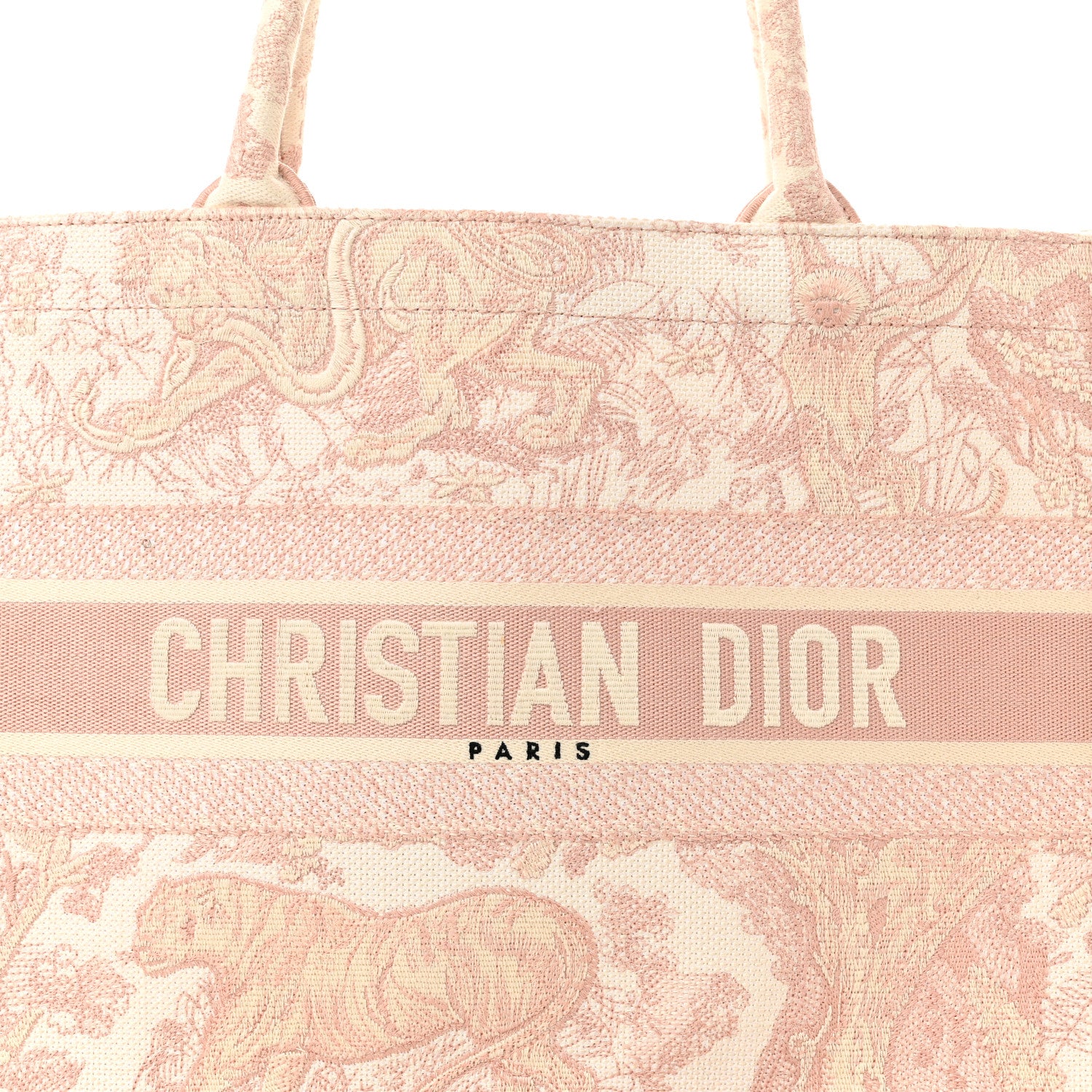 Christian Dior Canvas Embroidered Medium Dioriviera Toile De Jouy Book Tote Rose 7 of 11