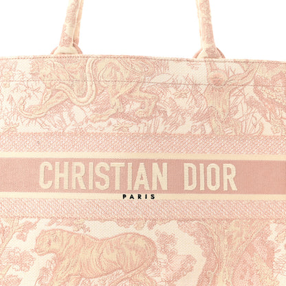 Christian Dior Canvas Embroidered Medium Dioriviera Toile De Jouy Book Tote Rose 7 of 11
