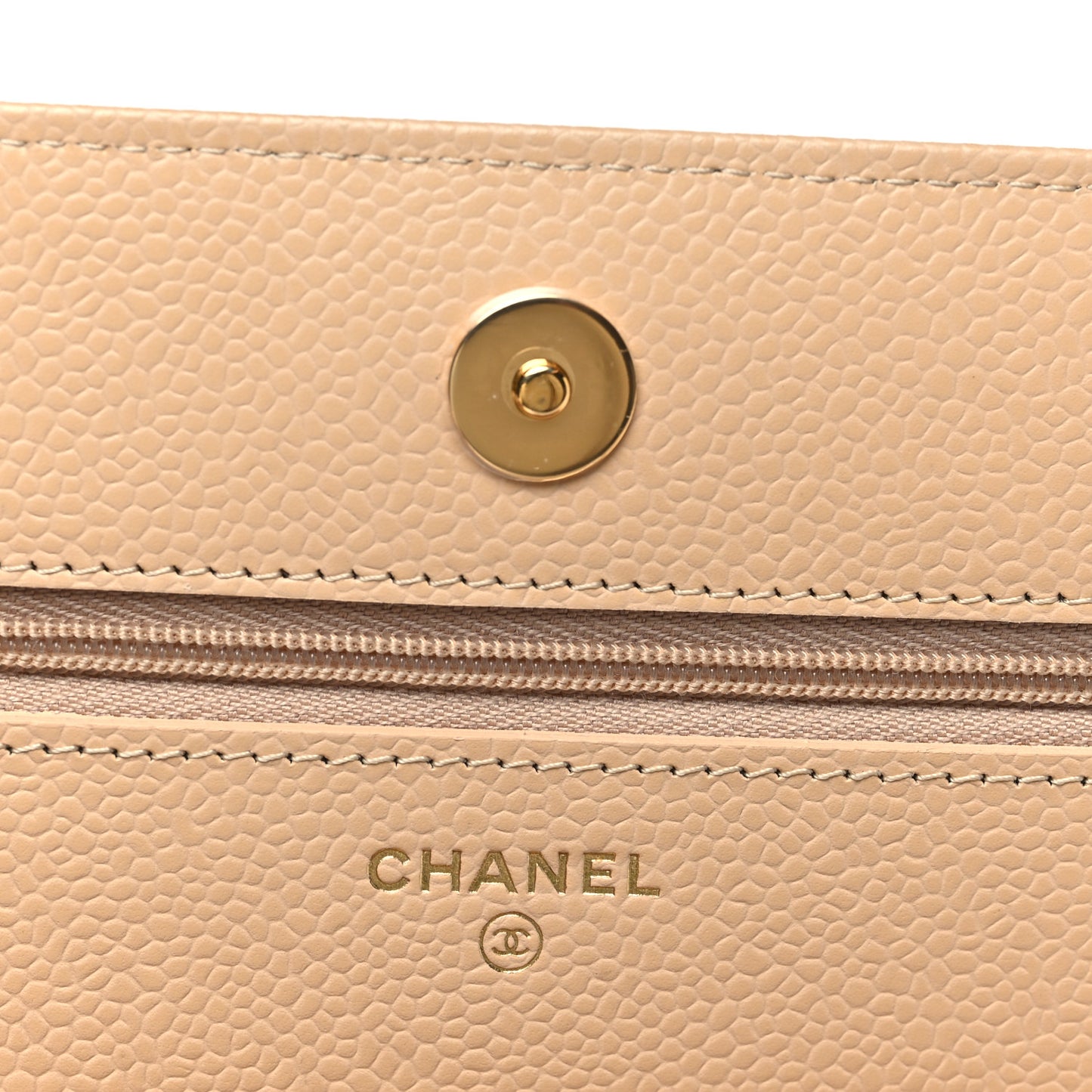 Caviar Quilted Wallet On Chain WOC Beige