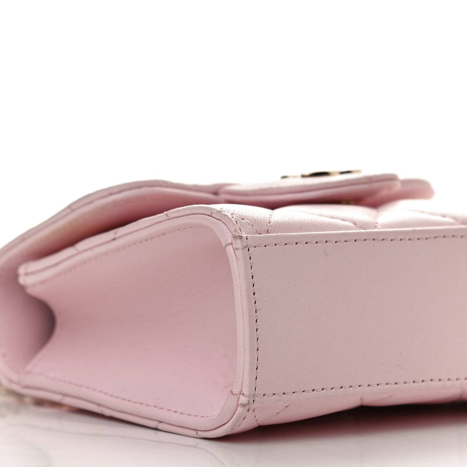 Chanel Lambskin Quilted Top Handle Clutch With Chain Light Pink 9 of 14