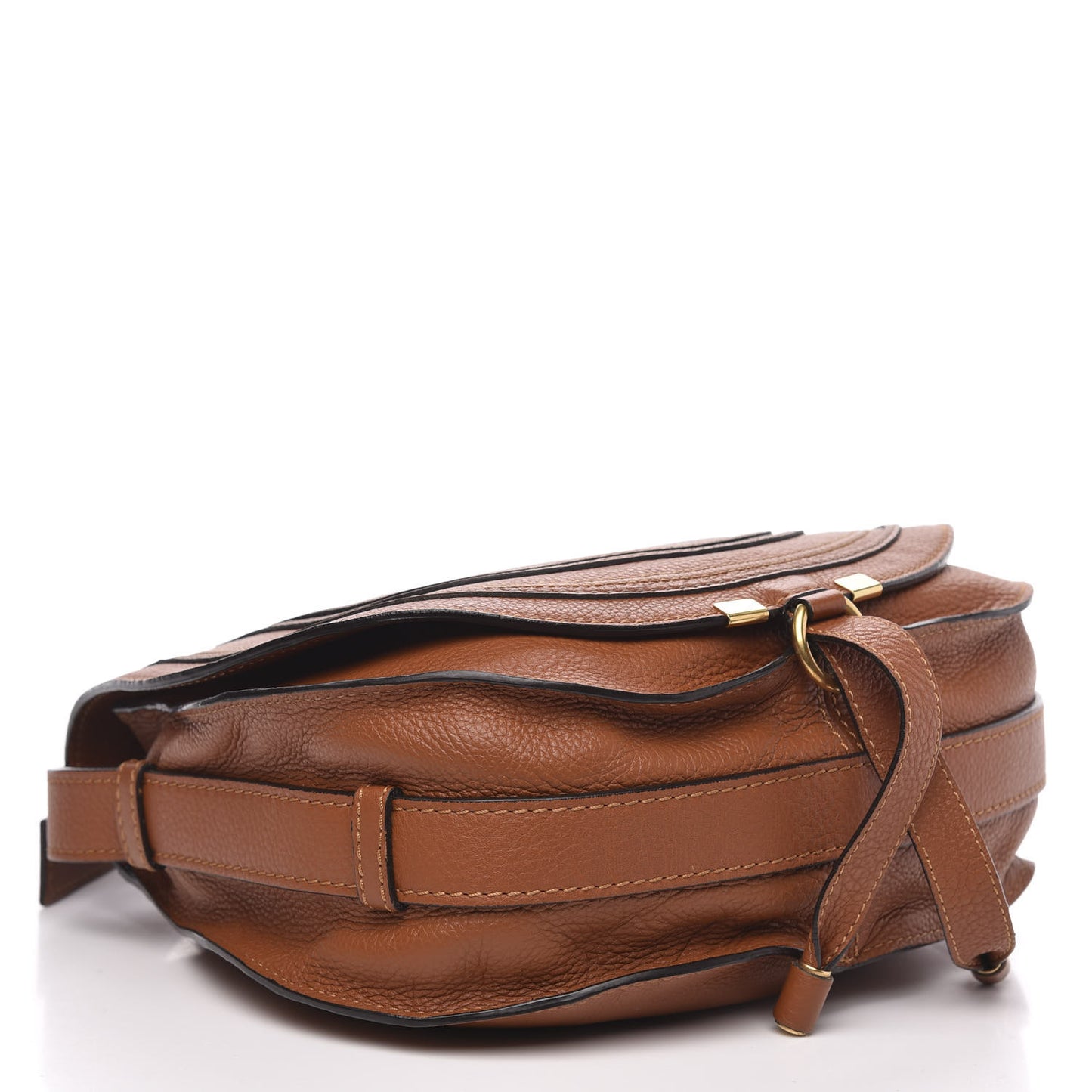 Grained Calfskin Medium Marcie Saddle Bag Tan