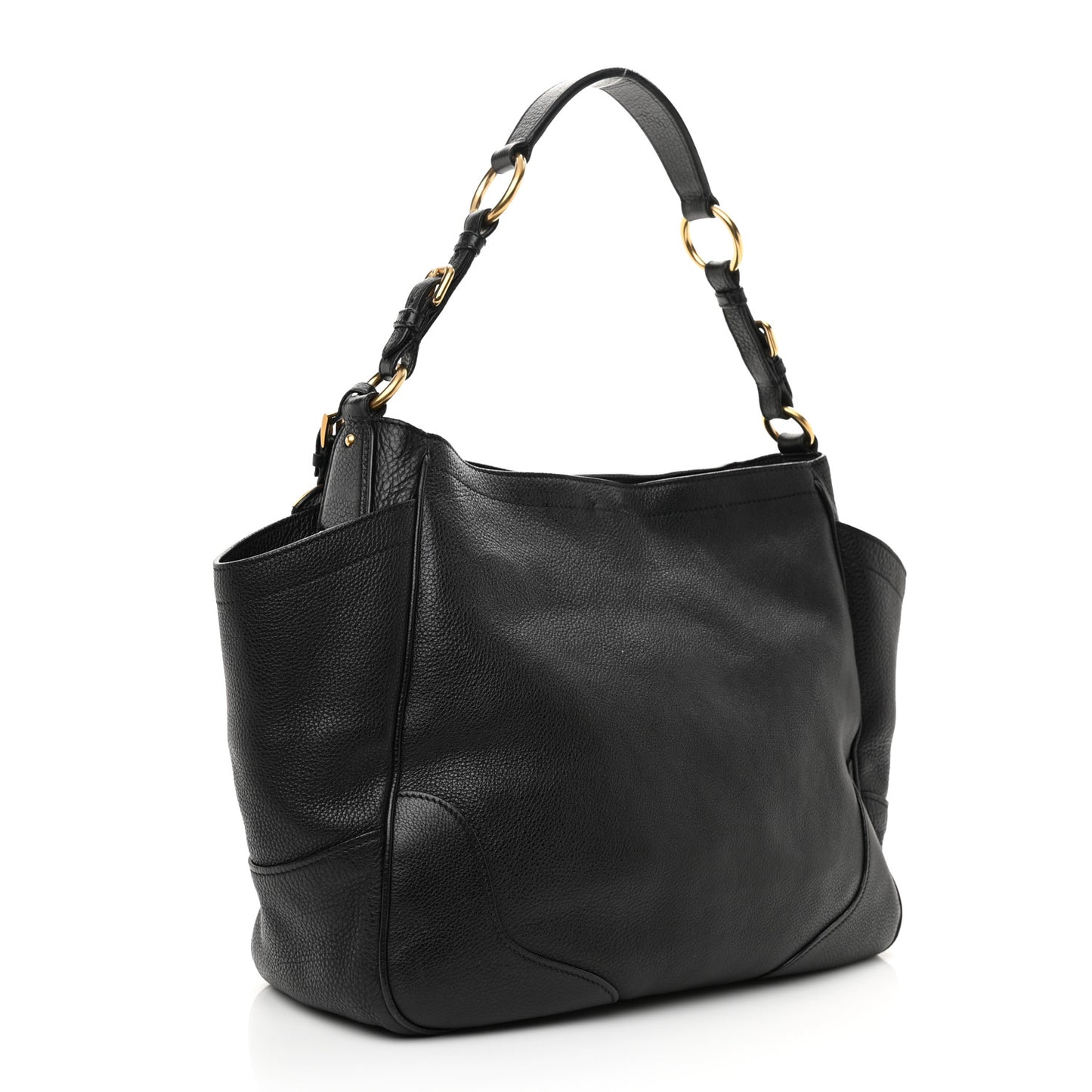 Vitello Daino Shoulder Bag Black