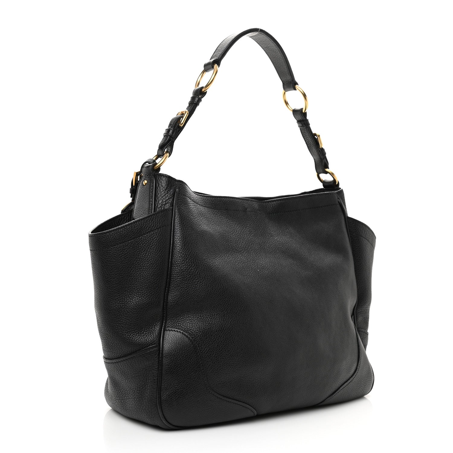 Prada Vitello Daino Shoulder Bag Black 3 of 10