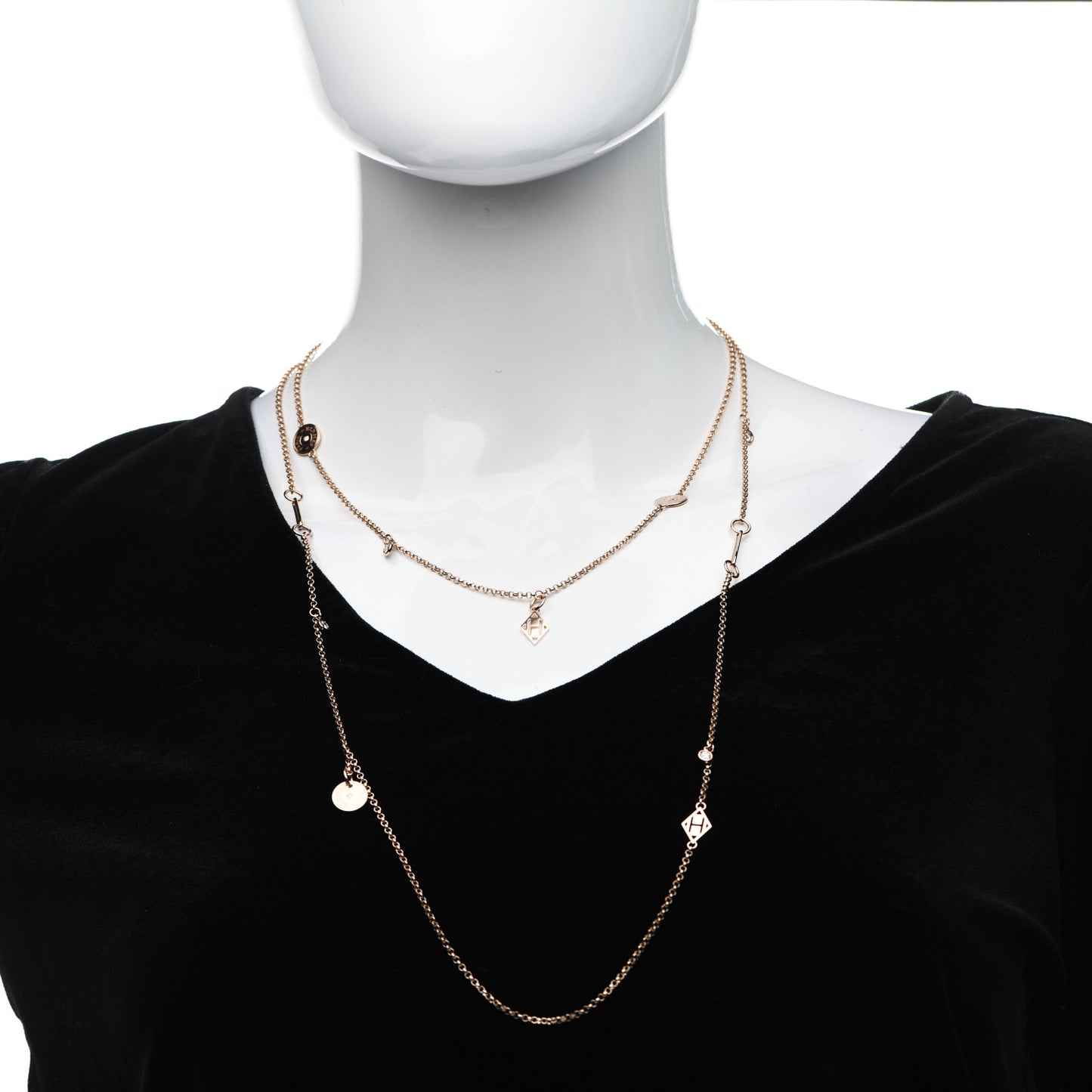 18K Rose Gold Diamond Long Gambade Necklace