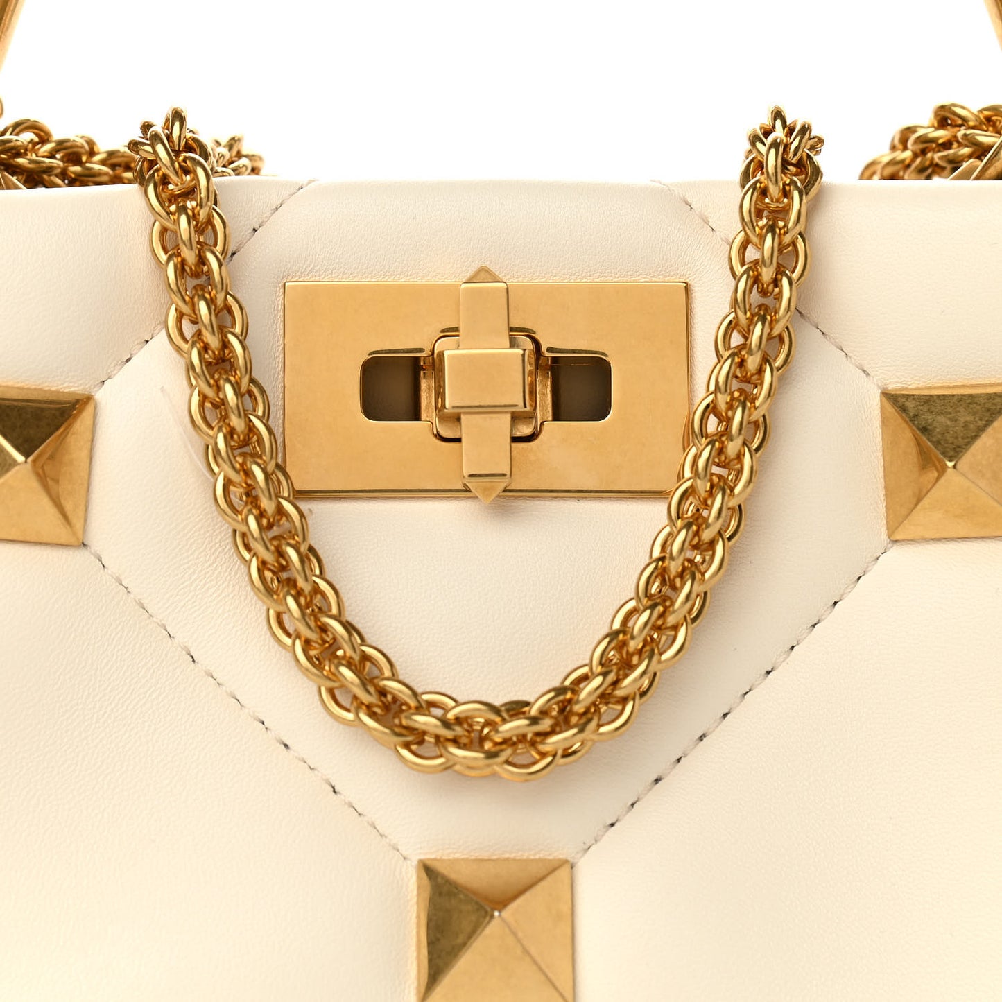 Nappa Small Roman Stud The Handle Bag Ivory