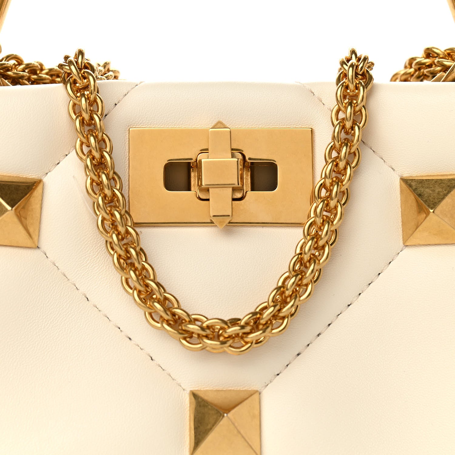 Valentino Garavani Nappa Small Roman Stud The Handle Bag Ivory 7 of 9