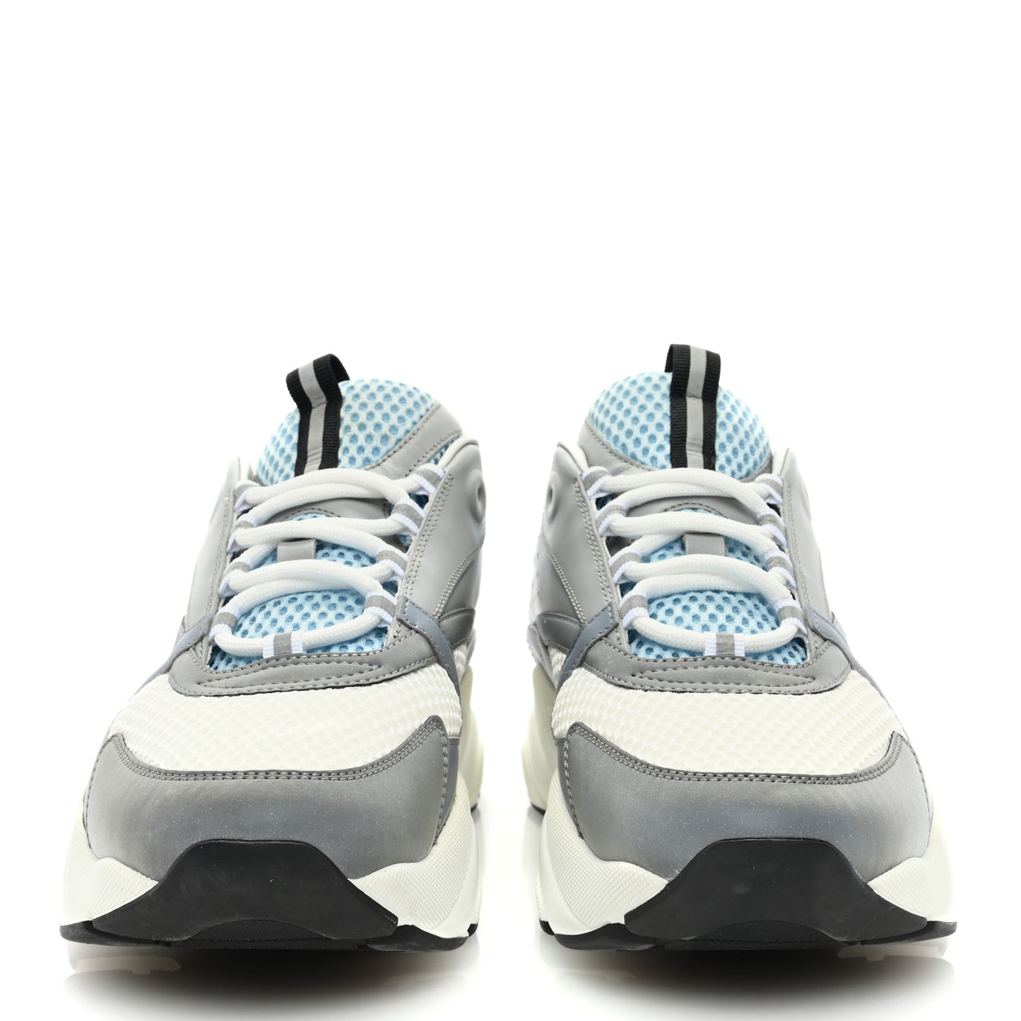 Technical Mesh Calfskin Mens B22 Sneakers 45 White Blue Grey