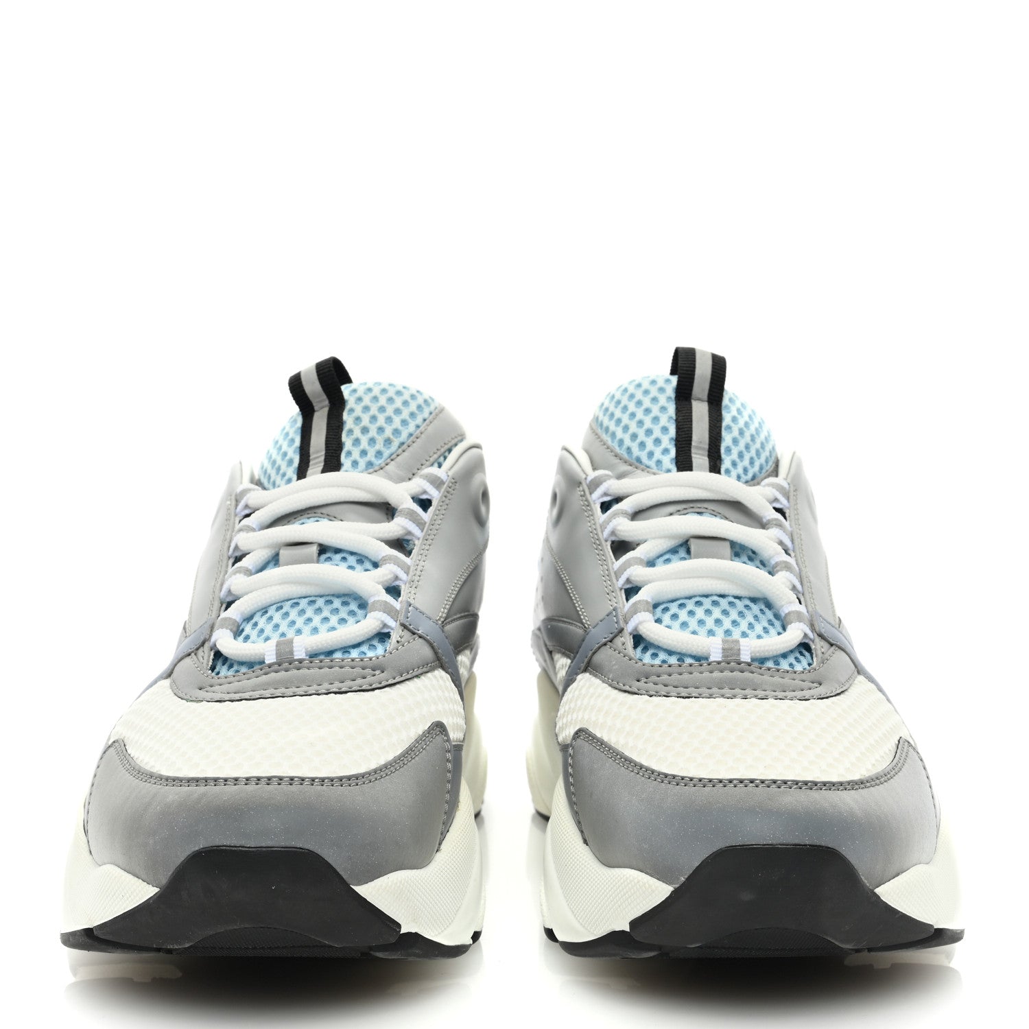 Christian Dior Technical Mesh Calfskin Mens B22 Sneakers 45 White Blue Grey 3 of 8