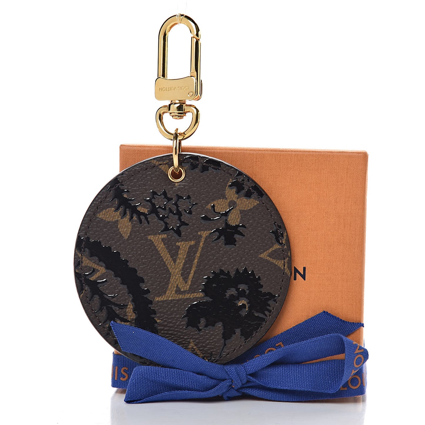 Monogram Blossom Bag Charm Key Holder Black