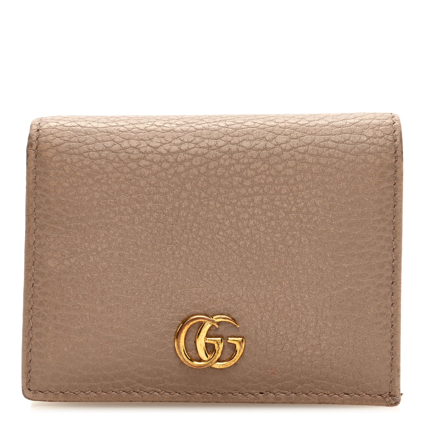 Pebbled Calfskin GG Marmont Card Case Porcelain Rose