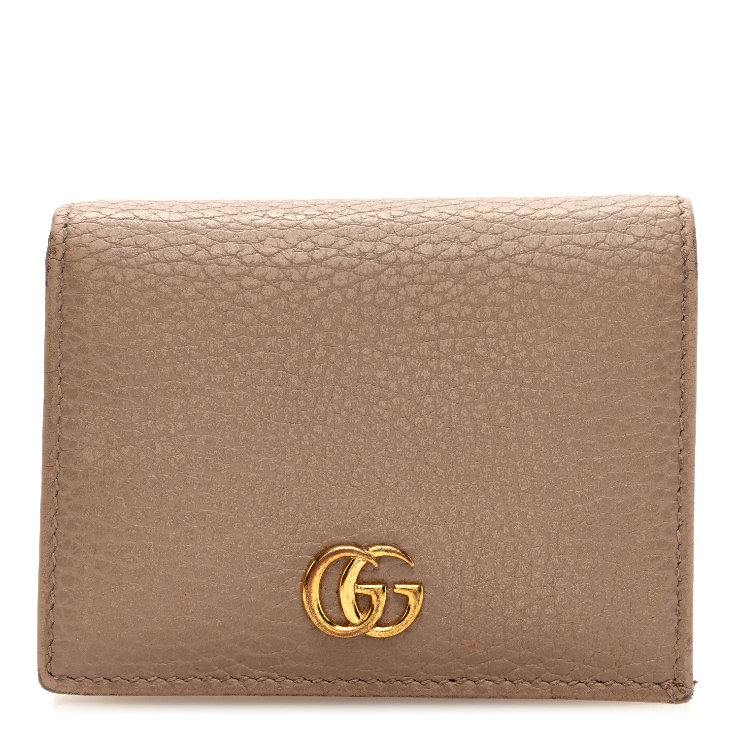 Gucci Pebbled Calfskin GG Marmont Card Case Porcelain Rose 1 of 7