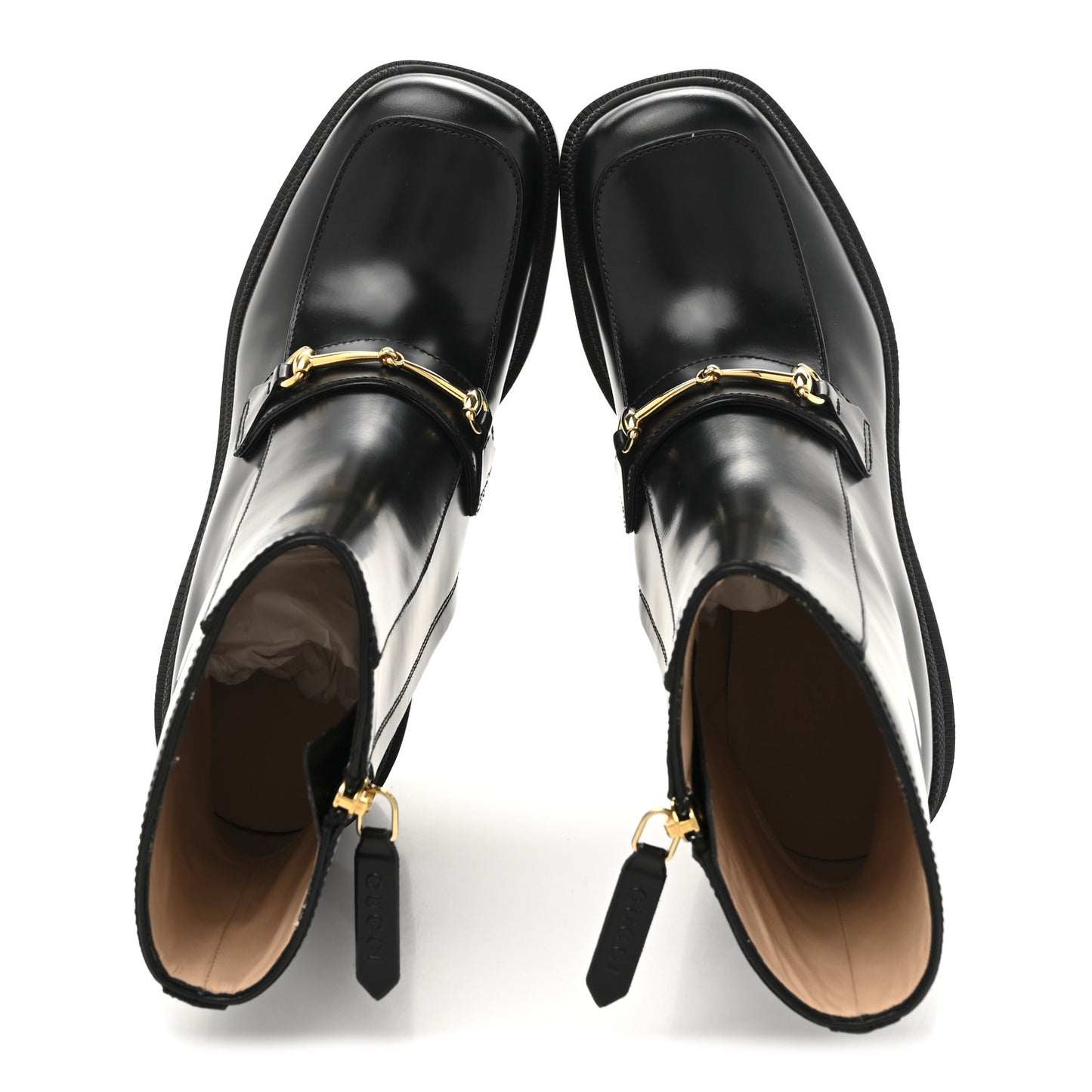 Magnum Calfskin Horsebit Lug Sole Booties 37 Black