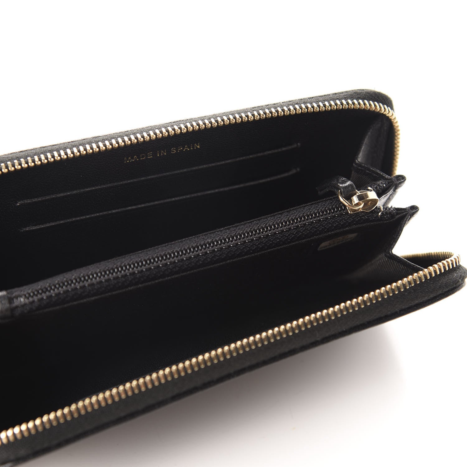 Chanel Sheepskin Quilted Mademoiselle Vintage Zip Around Wallet Black 5 of 8