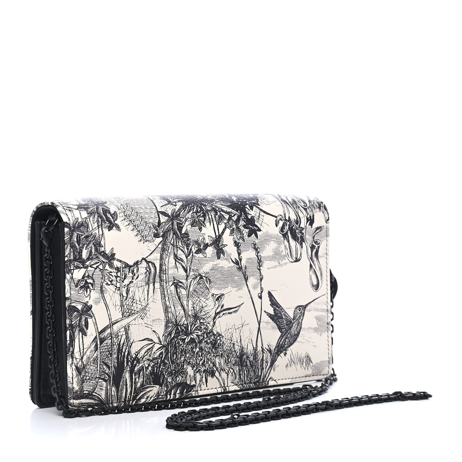 Christian Dior Calfskin Toile de Jouy Carnivora Wallet On Chain Pouch White 2 of 8