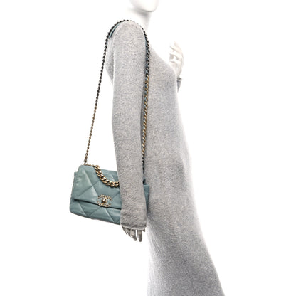 Chanel Goatskin Quilted Medium Chanel 19 Flap Light Blue 2 of 10