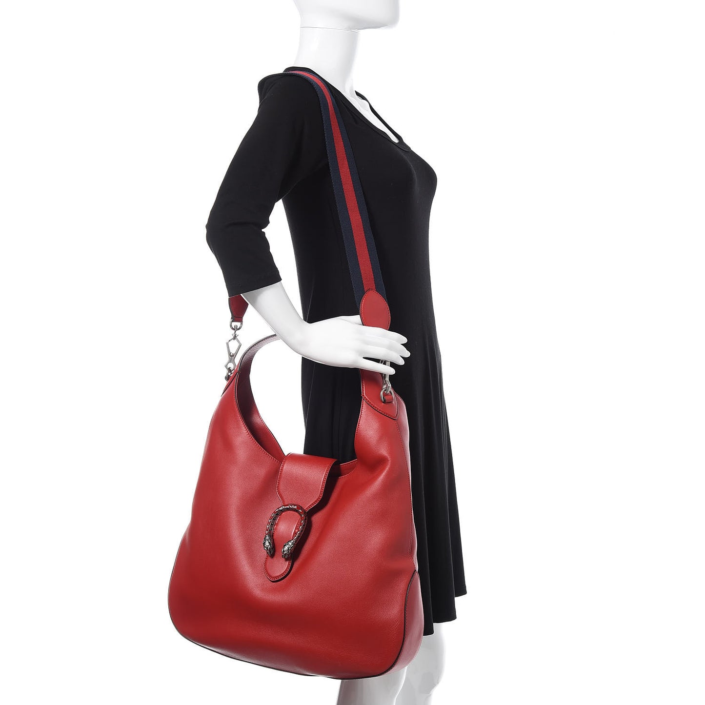 Calfskin Web Large Dionysus Hobo Red