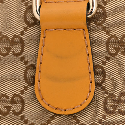 Gucci Monogram Selleria Calfskin Vintage Web Medium Boston Beige Ebony Yellow 14 of 14