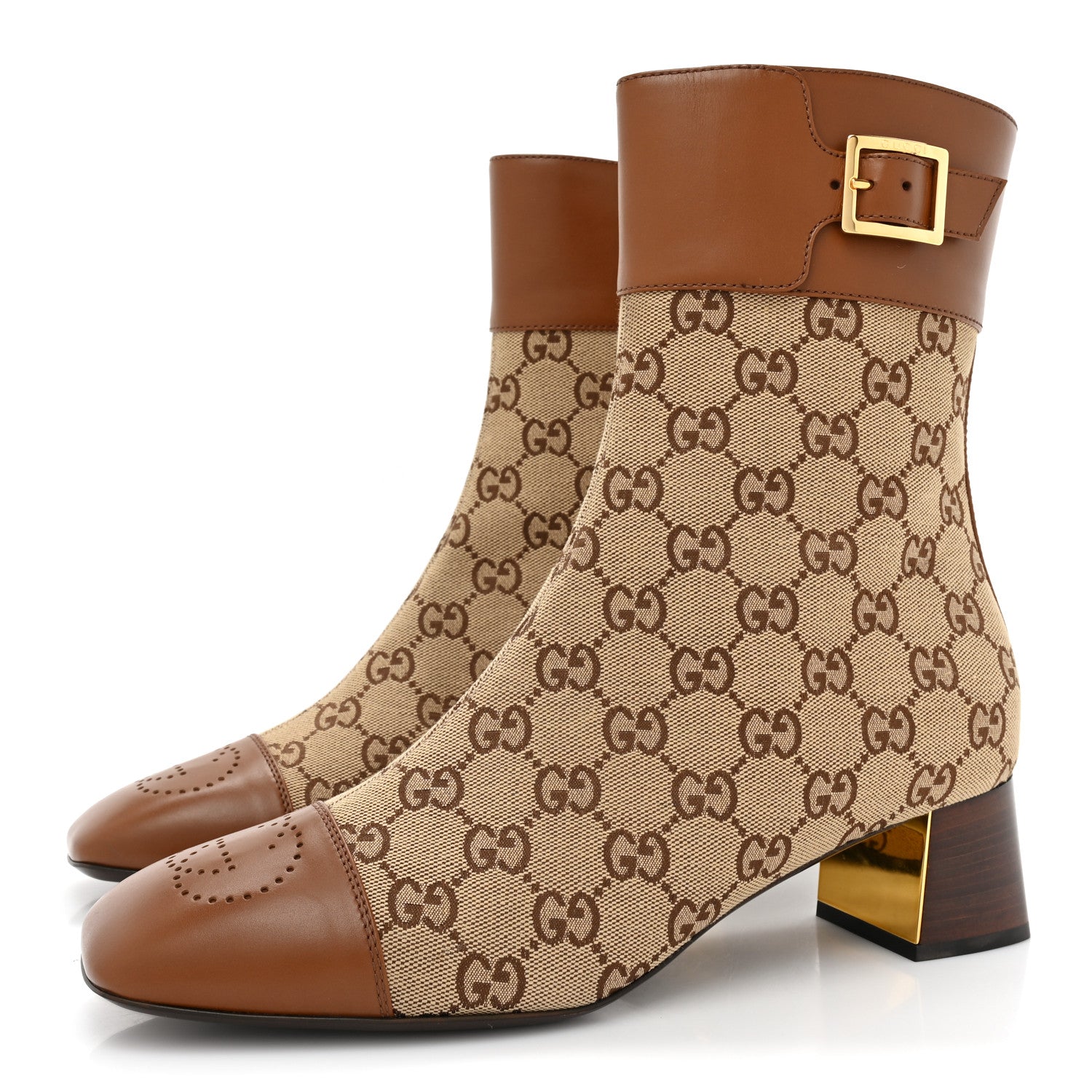Gucci Monogram Cordovan Lux GG Ankle Boots 41.5 Beige Cuir 3 of 9