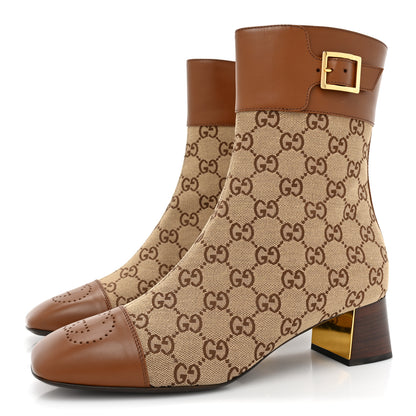 Gucci Monogram Cordovan Lux GG Ankle Boots 41.5 Beige Cuir 3 of 9