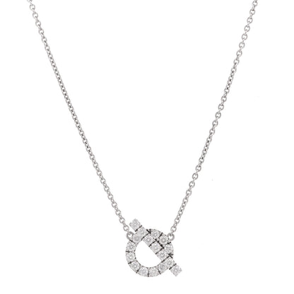 Hermes 18K White Gold Diamond Finesse Pendant Necklace 2 of 13