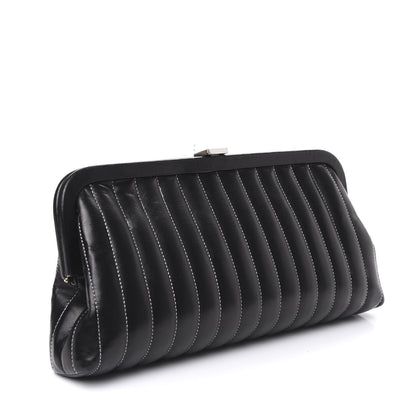Chanel Lambskin Vertical Quilted Mademoiselle Clutch Black 2 of 13
