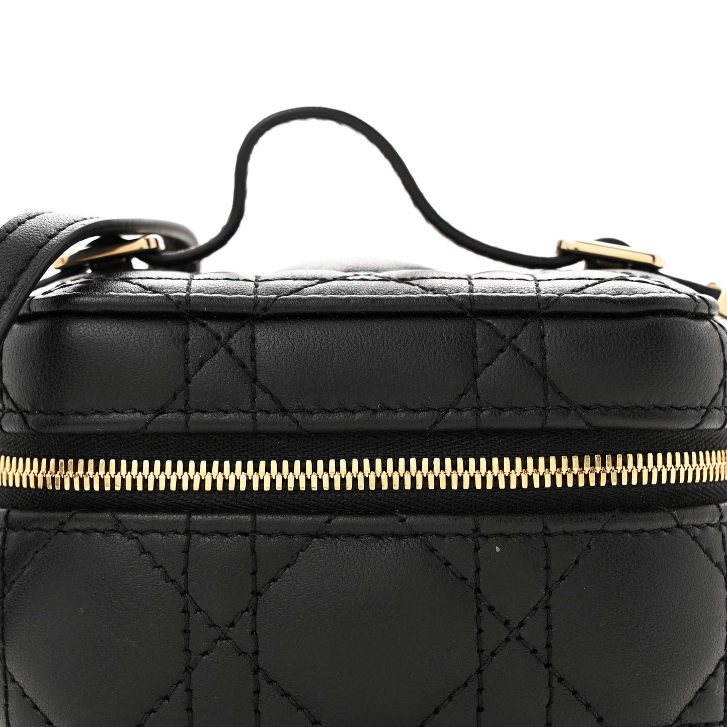 Lambskin Cannage Micro Lady Dior Vanity Case Black