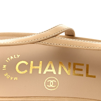 Chanel Goatskin Grosgrain Cap Toe CC Slingback Pumps 38 Beige Black 8 of 10