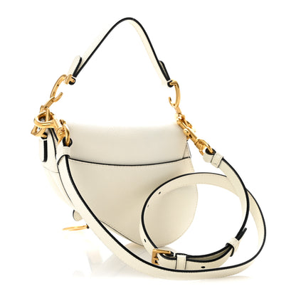 Christian Dior Grained Calfskin Mini Saddle Bag With Strap White 3 of 11
