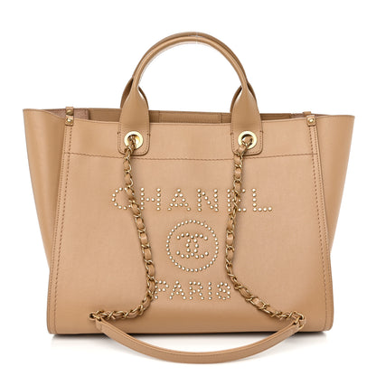 Chanel Caviar Small Studded Deauville Tote Beige 1 of 11