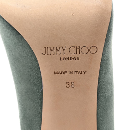 Jimmy Choo Suede Romy 100 Pumps 38 Verdi Gris 6 of 11