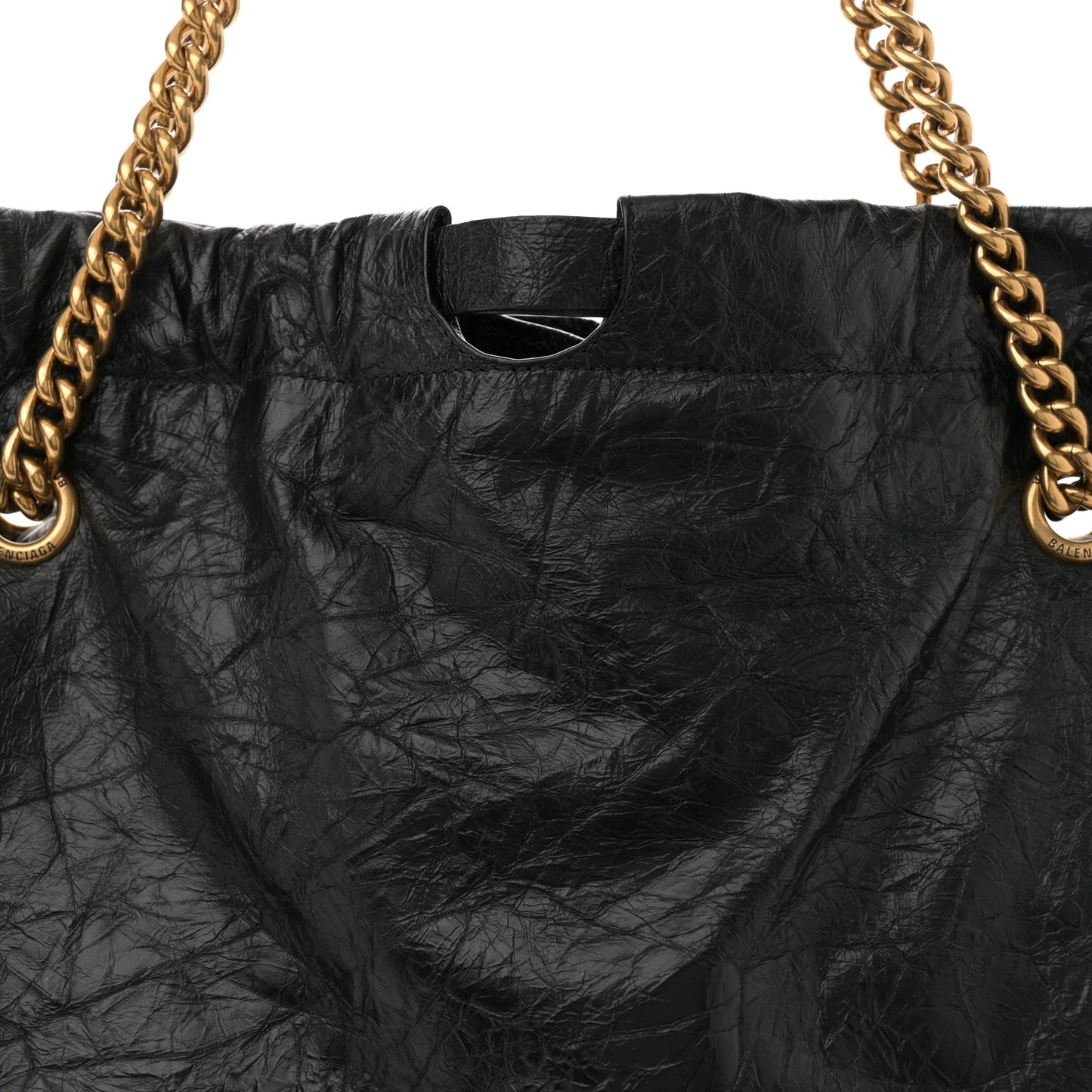 Crushed Calfskin Crush Medium Chain Tote Black