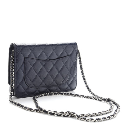 Chanel Caviar Quilted Wallet On Chain WOC Blue 3 of 12