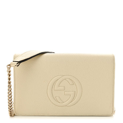 Gucci Pebbled Calfskin Soho Wallet on Chain Ivoire 1 of 11