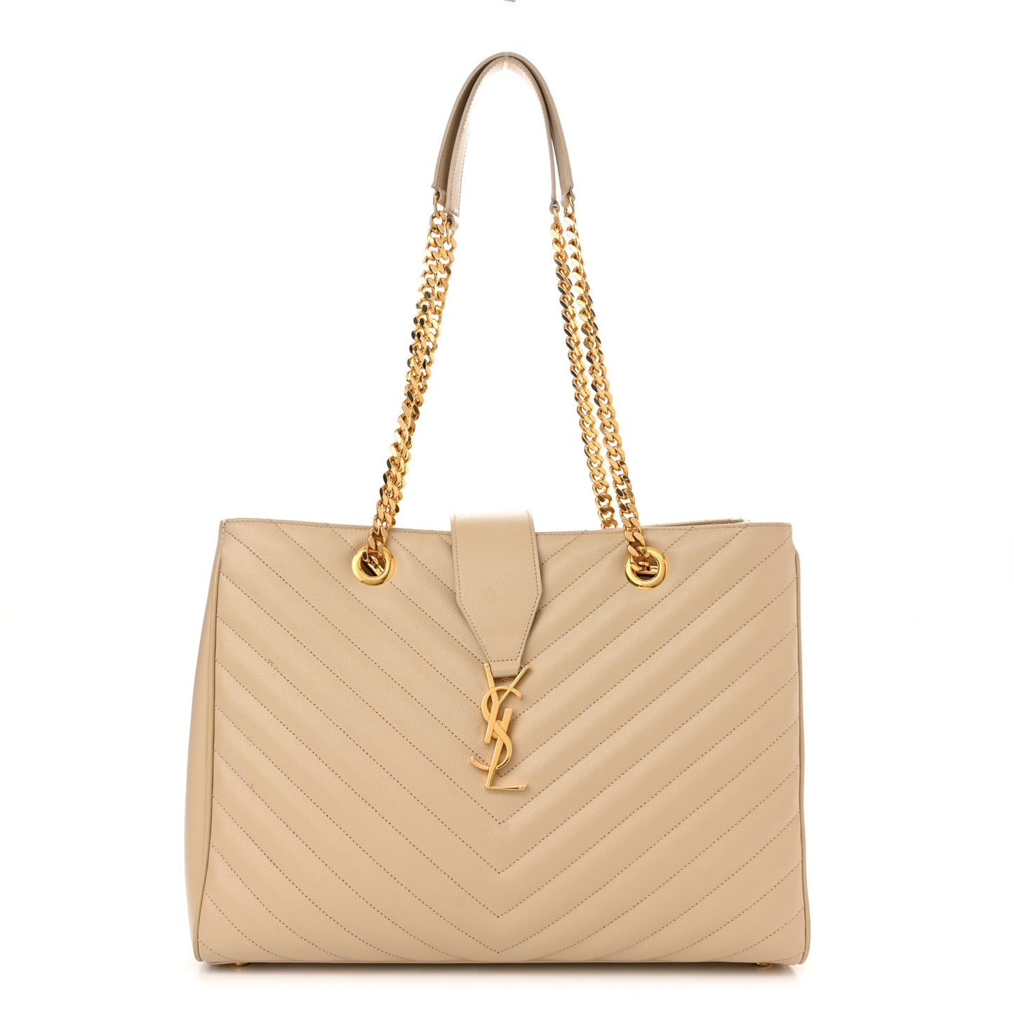 Grain De Poudre Matelasse Chevron Monogram Shopping Bag Nude Powder