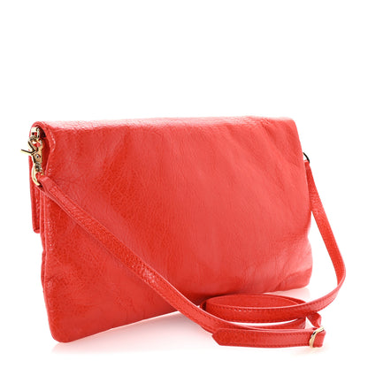 Balenciaga Agneau Giant 12 Gold Hardware Envelope Strap Clutch Rouge Coquelicot 3 of 9