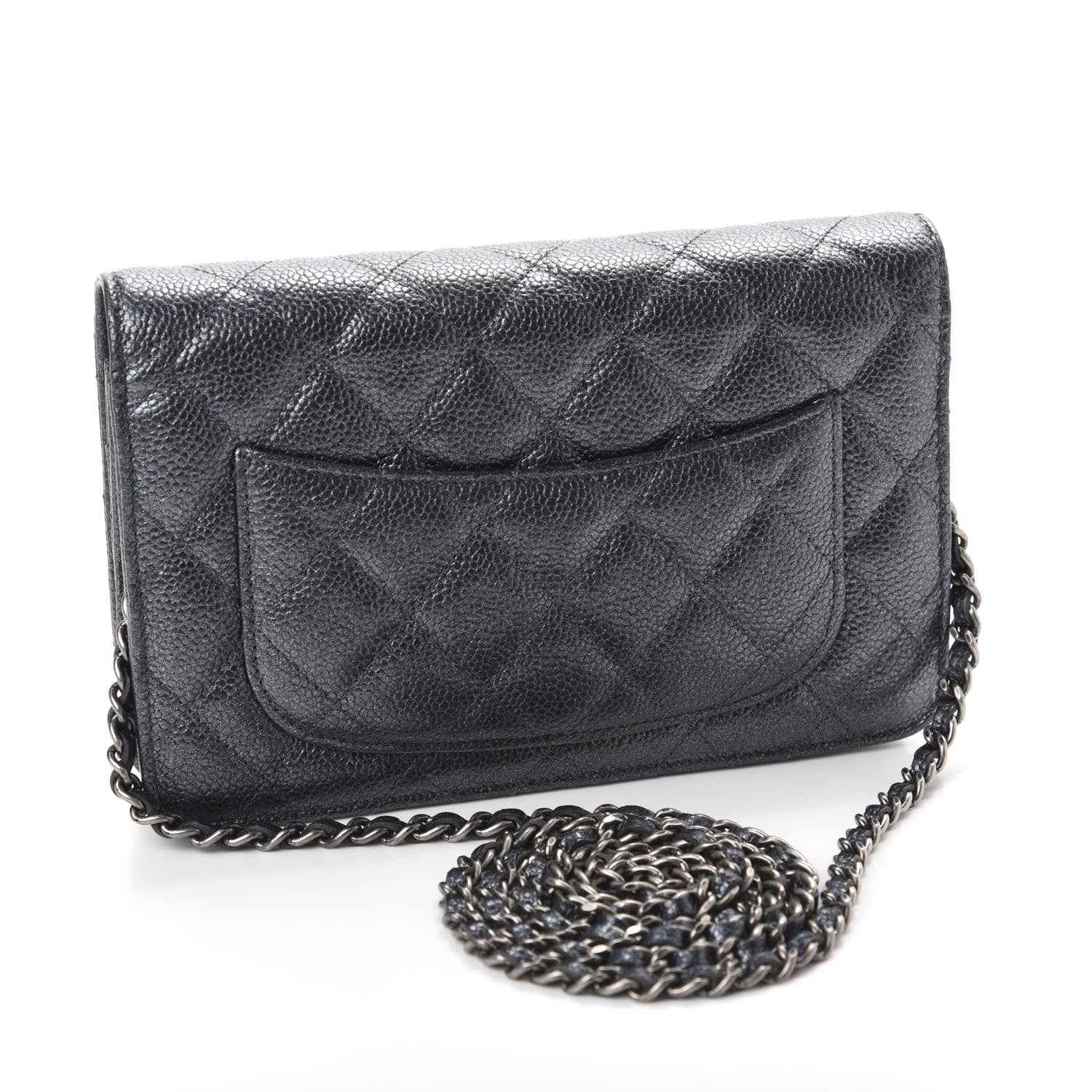 Chanel Iridescent Caviar Quilted Wallet On Chain WOC Black 3 of 12