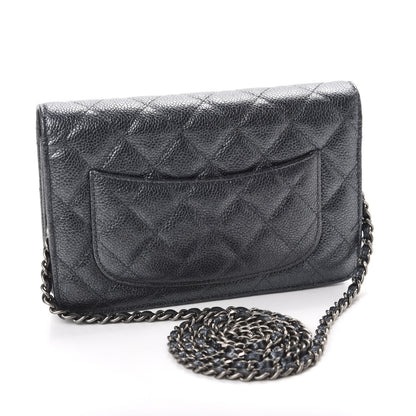 Chanel Iridescent Caviar Quilted Wallet On Chain WOC Black 3 of 12