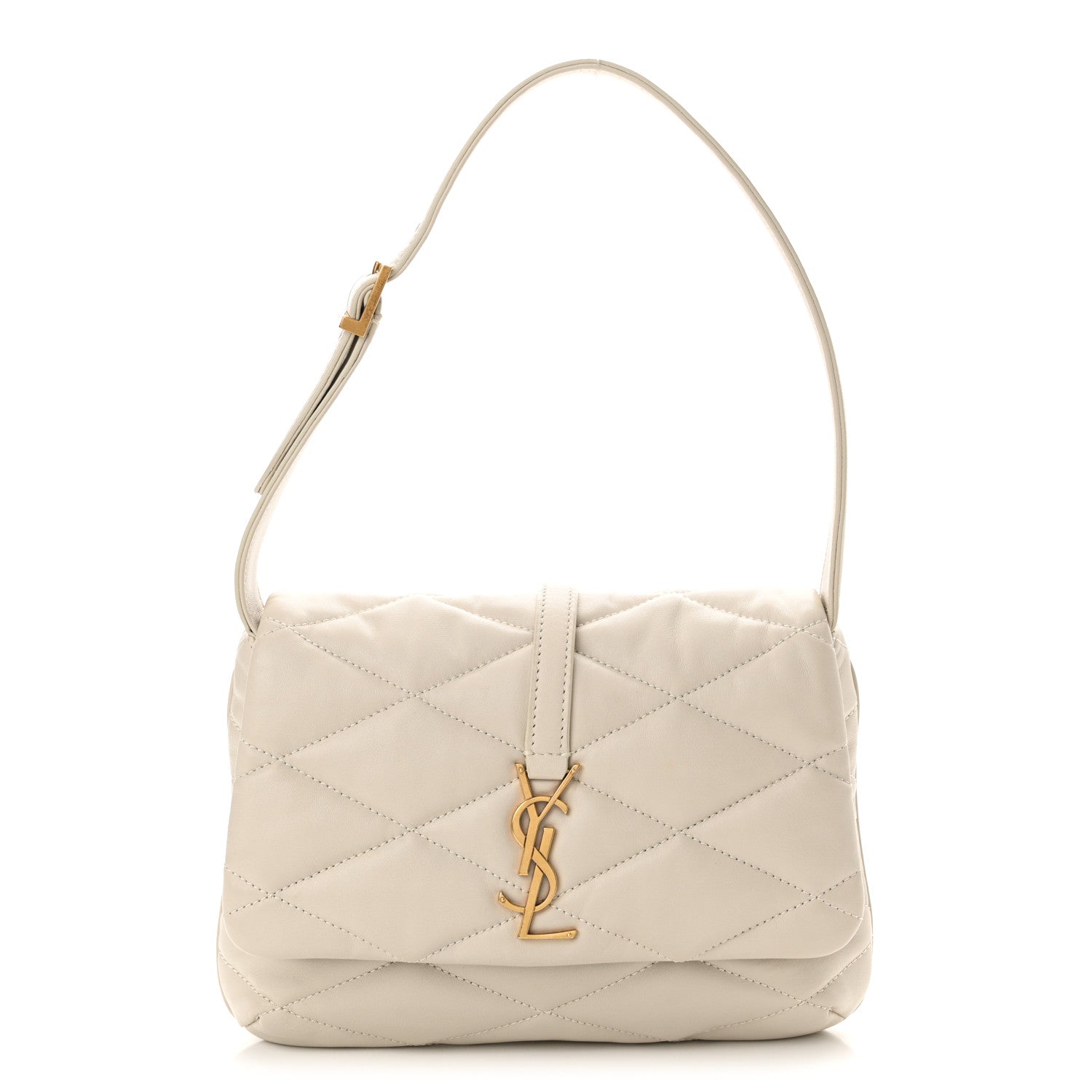 Saint Laurent Lambskin Quilted Le 57 Diamond Shoulder Bag Crema Soft 1 of 12