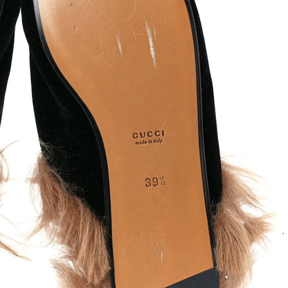 Gucci Velvet Fur Womens Princetown Slippers 39.5 Black 6 of 7
