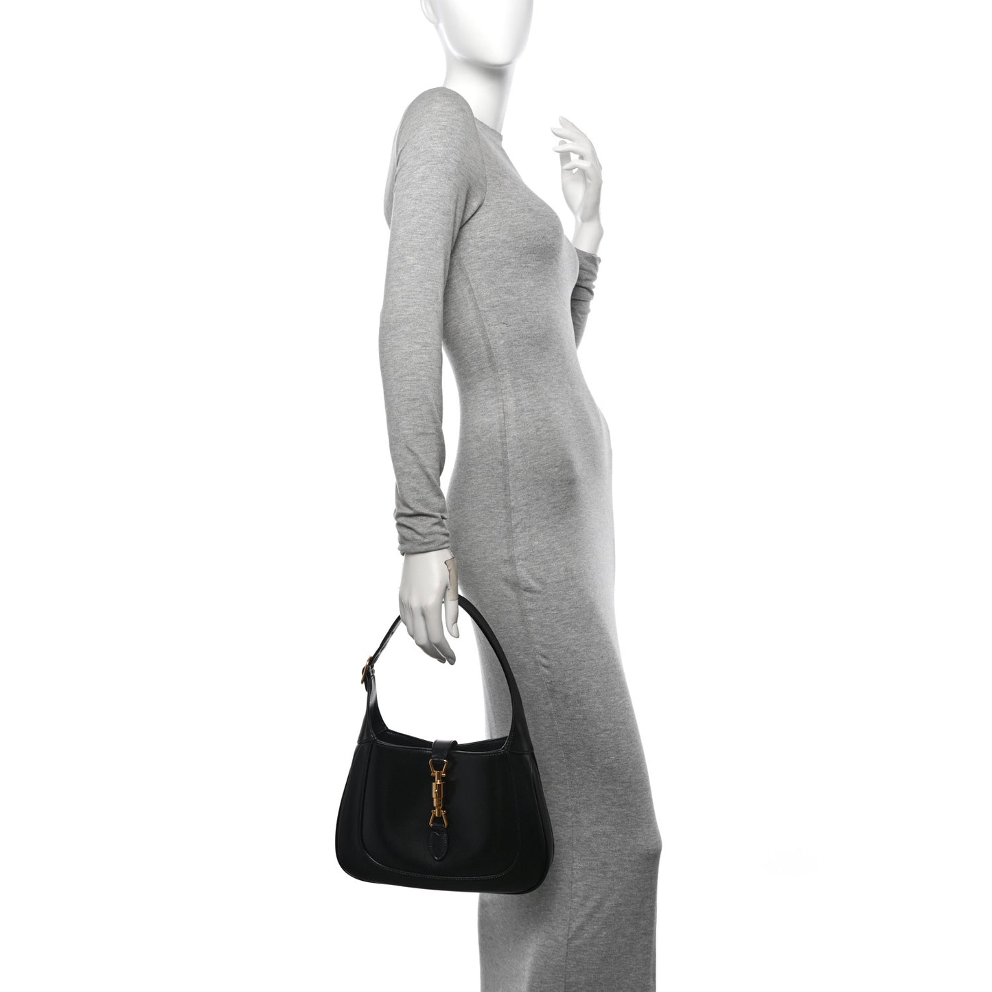 Boarded Dyana Lux Calfskin Small Jackie 1961 Hobo Black