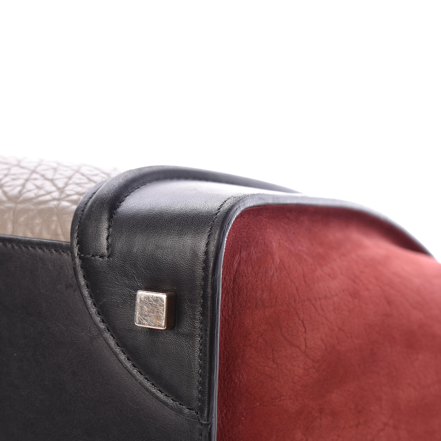 Bullhide Calfskin Suede Mini Tri-Color Luggage Dark Ruby