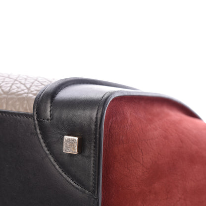 Celine Bullhide Calfskin Suede Mini Tri-Color Luggage Dark Ruby 14 of 20