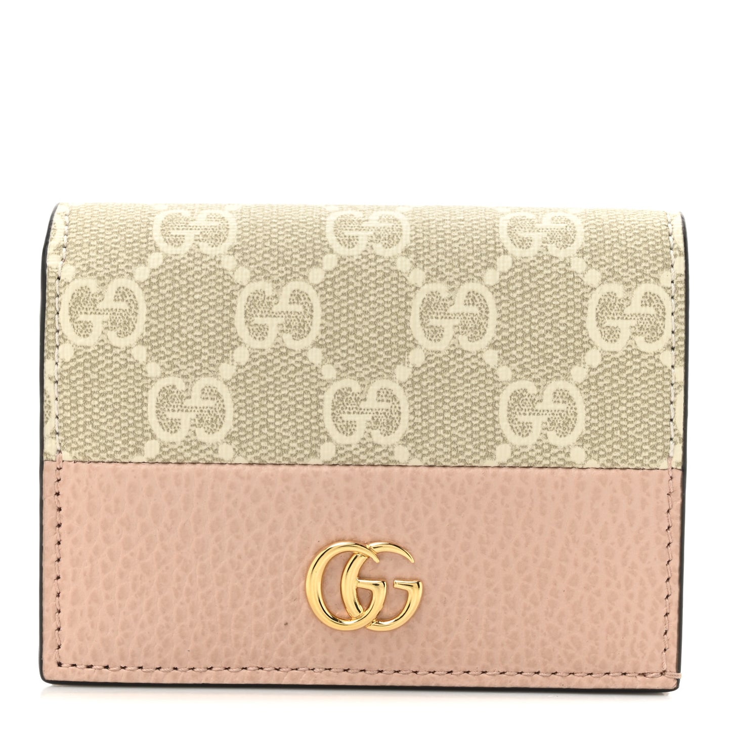 Dollar Calfskin GG Supreme Monogram GG Marmont Card Case Perfect Pink Beige Mystic White